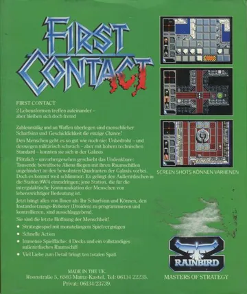 First Contact box cover back